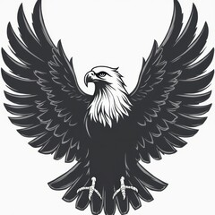Fototapeta premium Powerful Eagle Icon in Grayscale