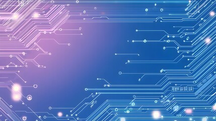 Cybernetic Pulse: Abstract digital art depicting a futuristic circuit board with glowing pink and blue lines, nodes, and data streams.