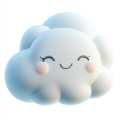 Whimsical Cloud Icon: Cartoon Style Clipart in Simple Shapes,  Element on White Background -  for Creative Content