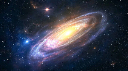 Obraz premium A stunning view of a spiral galaxy illuminated by bright stars in the night sky