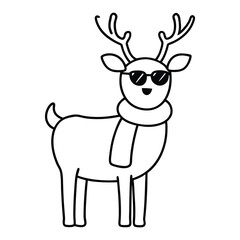renindeer Christmas in a scarf and sunglasses vector illustration