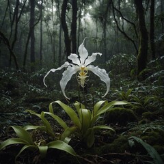 Obraz premium Fireflies dancing over blooming wildflowers at dusk. 