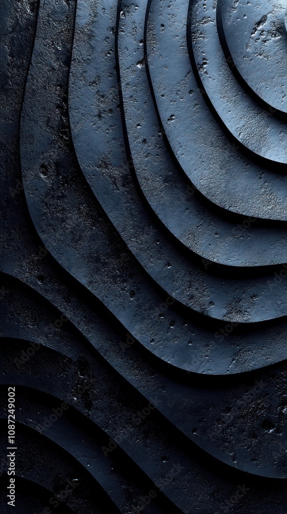 Poster abstract layered design with dark tones and textured surfaces.