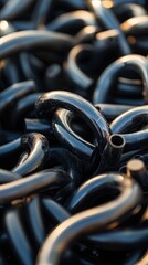 Closeup of Black Rubber Tubing Texture