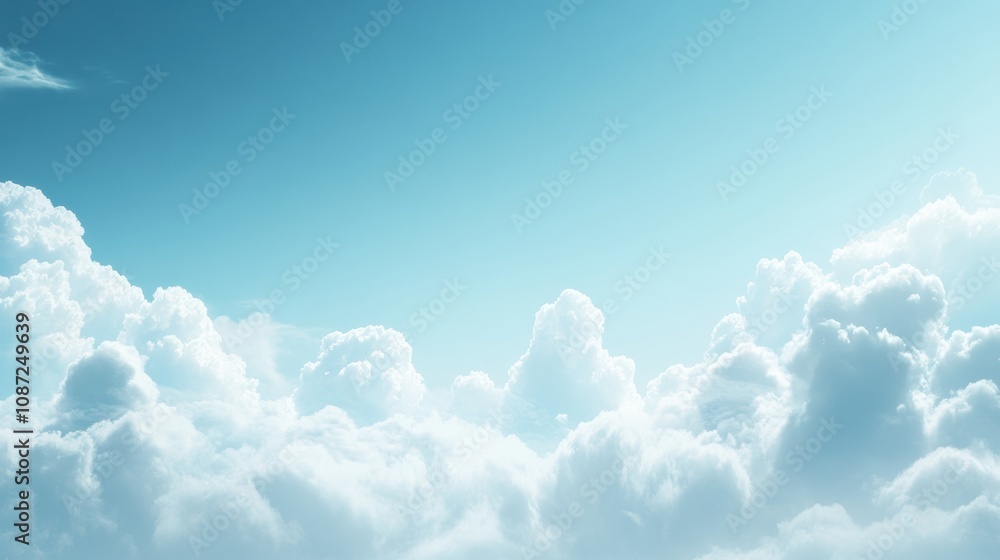 Fototapete Fluffy clouds softly float in a bright blue sky, creating a serene and peaceful atmosphere during the day. Generative AI