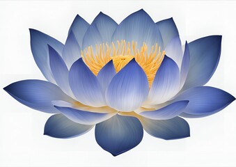 Blue lotus flower isolated on white or transparent.