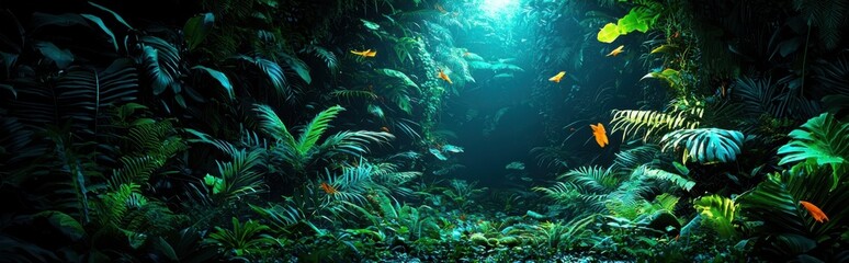 Obraz premium Exploring the lush jungle adventure a vibrant tropical scene captured in nature's embrace underwater viewpoint wild and untamed eco-friendly concept
