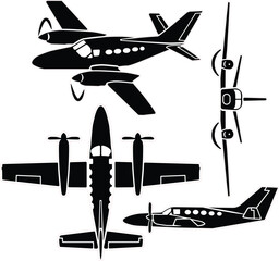 Small private airplane vector set for laser cut