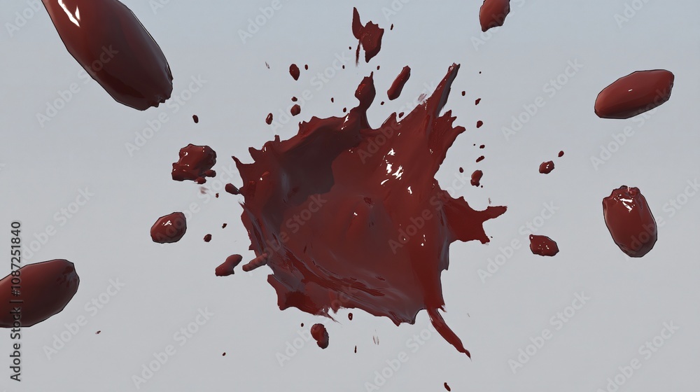 Poster abstract crimson splash: dynamic fluid art in motion - a captivating visual of color and texture