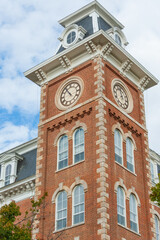 The Old Main clock tower, the oldest building on the University of Arkansas campus, USA
