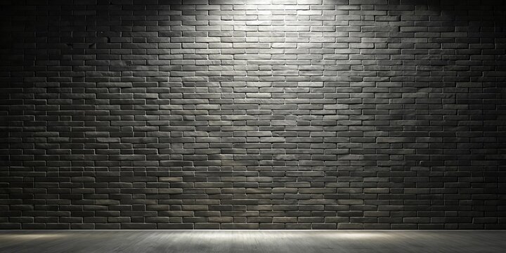 Fototapeta Dark Brick Wall Background with Subtle Lighting and Floor