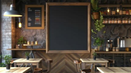 Blank menu board in coffee shop