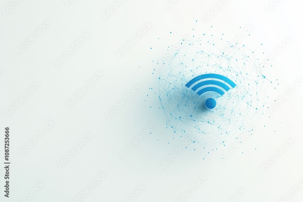 Aufkleber the blue wi-fi icon symbolizes wireless communication and connectivity, set against a white backgrou