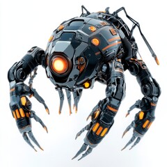 Futuristic Mechanical Toy Robot with Glowing Eyes