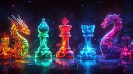 Fiery Dragons and Glass Chess Pieces