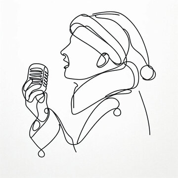 singer in santa hat singing into microphone clip art preview
