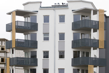 Multi-family apartment block with lots of windows