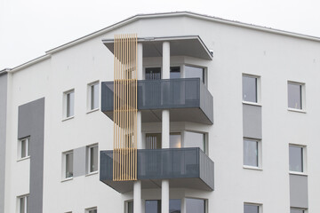Multi-family apartment block with lots of windows