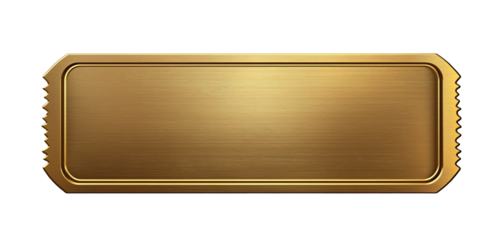 Golden ticket isolated on a transparent background.