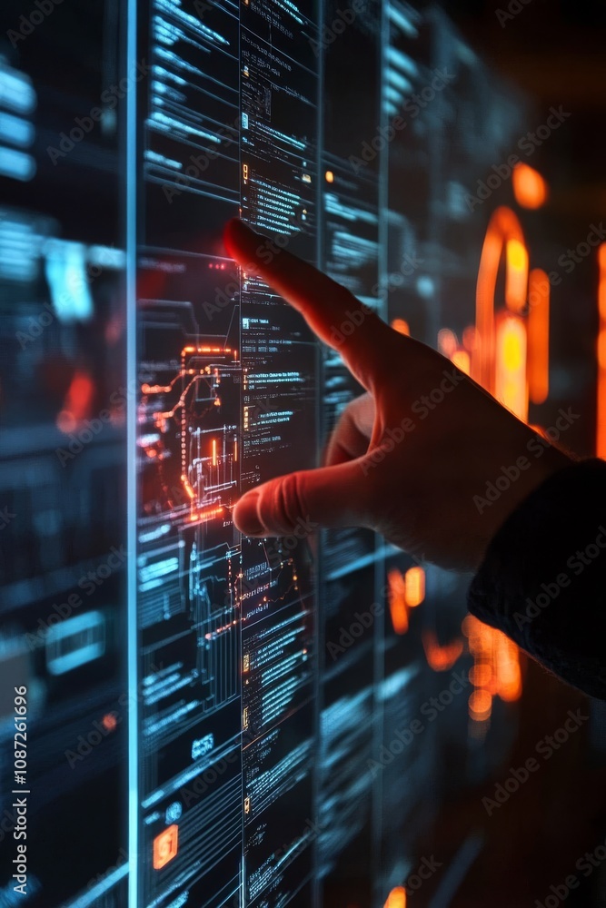 Poster dive into an immersive experience with a hightech glowing touchscreen that elegantly presents digita