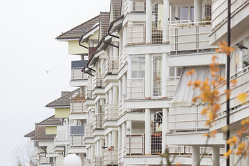 Multi-family apartment block with lots of windows