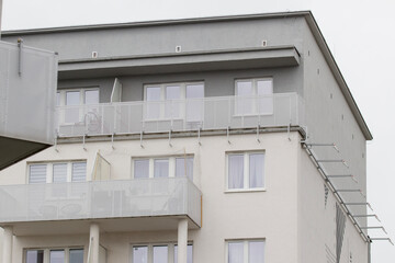 Multi-family apartment block with lots of windows
