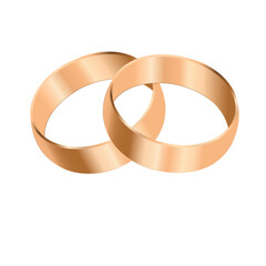Gold wedding ring vector icons on a white background