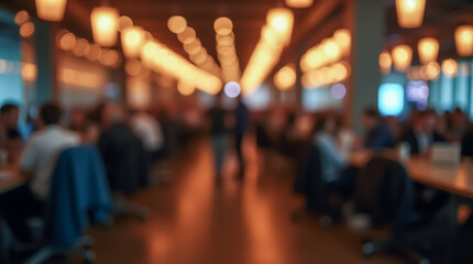Silhouettes of people at an office corporate party, celebrating New Year, candles and lanterns creating a festive mood, blurred image