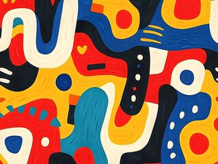 Obraz premium Abstract doodles in primary colors with a child-like, playful pattern style.