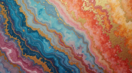 Luxurious Abstract Marble Texture with Golden Flake Accents &ndash; Vibrant Blue and Red Decorative Backgrounds for Artistic Elegance