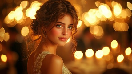 Fototapeta premium Captivating portrait of a woman with soft lighting and a dreamy background