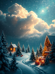  Christmas landscape. Christmas background