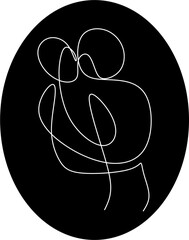 linear drawing on a black background of a man and a woman in love. surreal drawing. Vector illustration