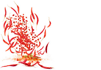 dry red chili peppers isolated on transparent png background cutout