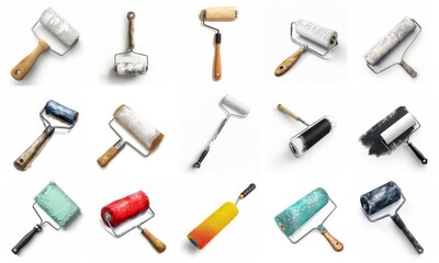 Naklejka premium PAINT ROLL FOR PAINTING WALLS, carpentry tools set in color style, PAINT ROLL set in color style
