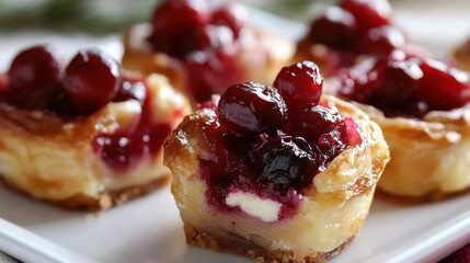 Delicious mini cheesecakes with fresh berry topping for a perfect dessert experience