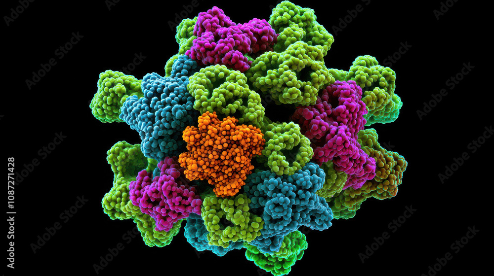 Aufkleber colorful microscopic view of virus particle showcasing its intricate structure