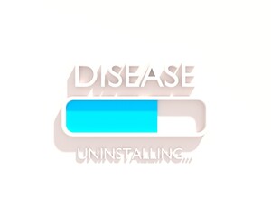 Disease uninstalling. Progress or loading bar. 3D render.
