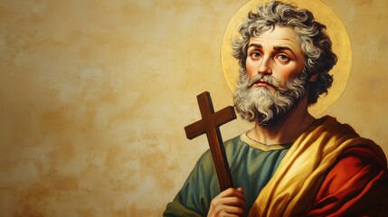 St. Andrew's Day Saintly portrait with cross symbolizing faith and spirituality