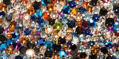 Colorful collection of shiny rhinestones for craft and jewelry design