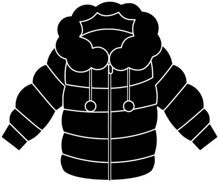 black puffer jacket with hood clip art preview
