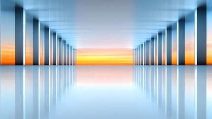 Obraz premium Futuristic business hall with clean lines, reflective surfaces, and a bright open design