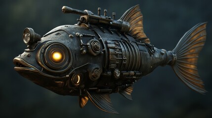 Fototapeta premium Steampunk Fish: A Mechanical Marvel