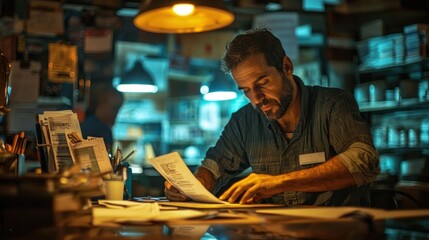 A small business owner counts their earnings at the end of a productive day reflecting on the challenges and rewards of entrepreneurship