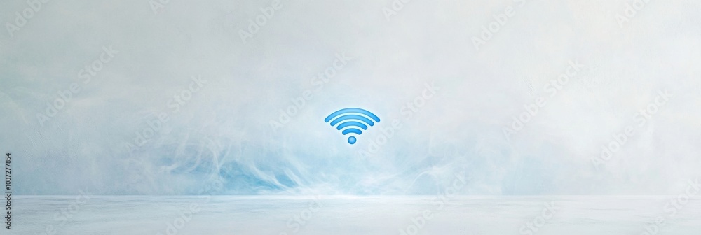 Aufkleber a blue wi-fi icon is prominently featured against a clean, light background, symbolizing wireless in