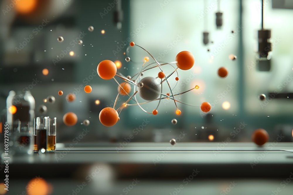 Poster captivating visualization of the choreography of subatomic particles glowing orbs and filaments weav
