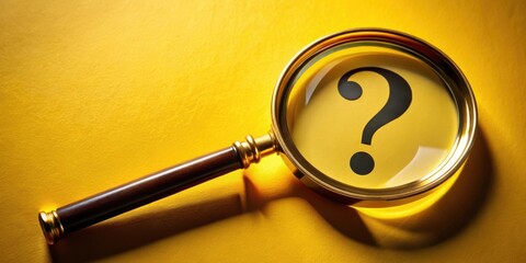 A magnifying glass focuses on a question mark, a symbol of inquiry and the pursuit of knowledge.