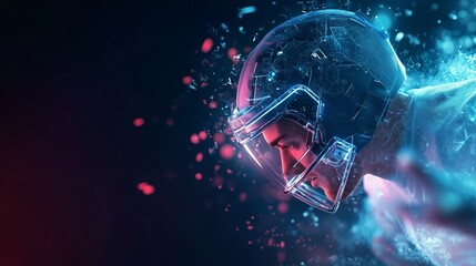 Fototapeta premium A stylized image of a football player wearing a helmet, his face partially visible