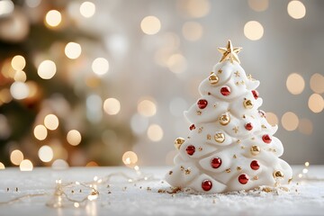 Beautifully decorated Christmas tree with gift boxes. Christmas and New Year's Eve.3D illustration
