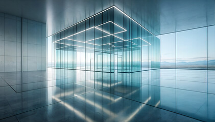 Empty Room with Large Windows and Minimalist Design